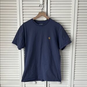Carhartt WIP Men's Navy Tee with Gold Logo Sz M